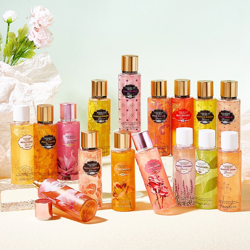 250ml 바디 스프레이 향수 글리터 쉬머 스프레이 플로랄 향기 파인 미스트 바디 스플래시 미스트 여성용